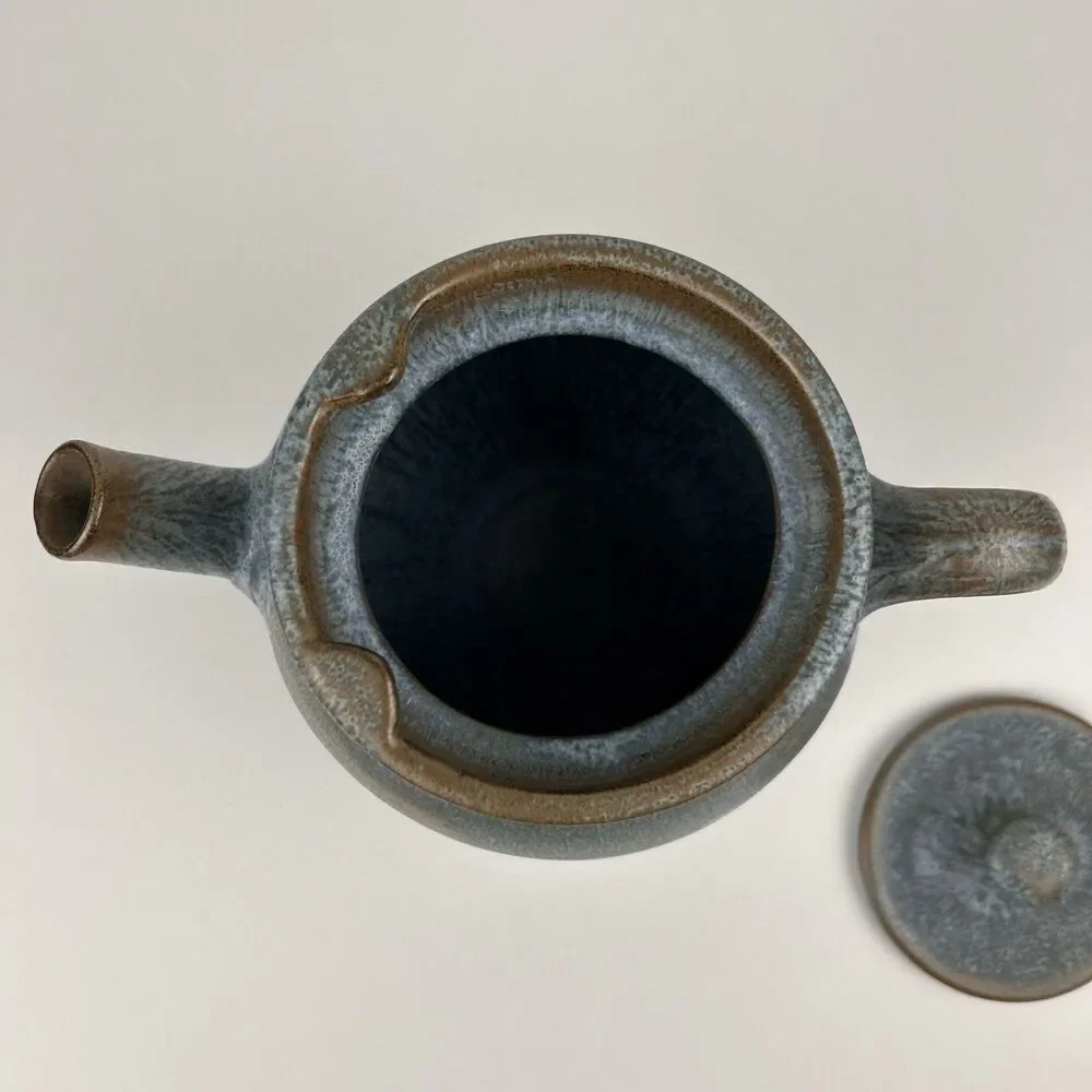 Hand Crafted teapot short spout round Asian inspired Pottery